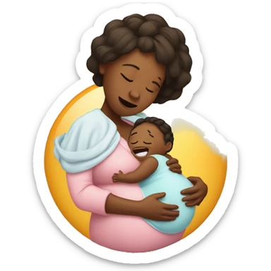 a pregnant woman cries with happiness  sticker