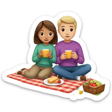 Couple having a picnic fall scenery sticker