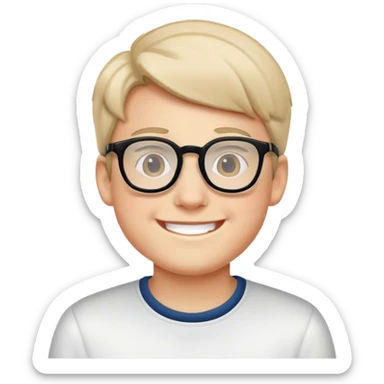 smiling boys with glasses sticker