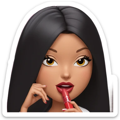 girl applying lipstick portrait sticker