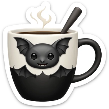 a coffeecup with a bat on it sticker
