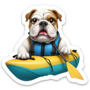English bulldog kayaking sticker