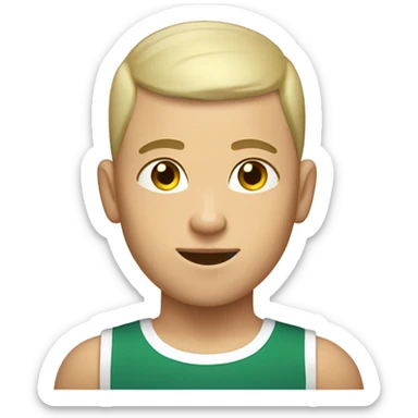 a white teenager  with a buzz cut and a goat beard and muscler body sticker