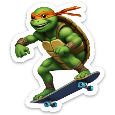 Ninja turtle riding a skateboard sticker