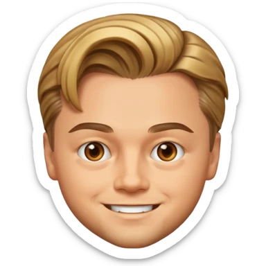 young Leonardo DiCaprio emoji with classic 90s hairstyle and charming smile sticker