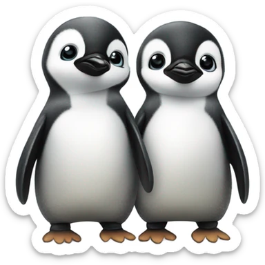 Baby penguins holding hands sticker
