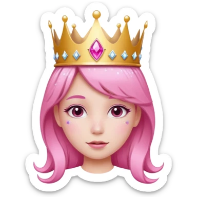 pink girl glitter crown sticker