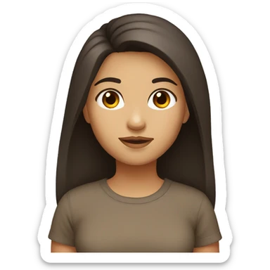 Girl, Dark hair, brown eyes, brown t-shirt sticker