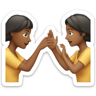 one woman saying something into the ear of another woman closing by hand sticker
