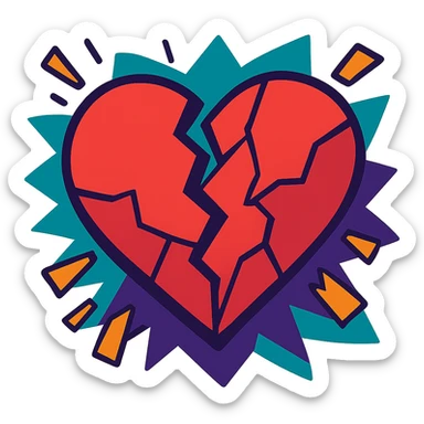 shattered heart, dramatic, vibrant colors sticker