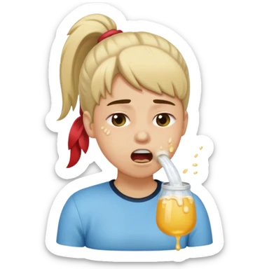 I want to have the regular puke emoji (this one :face_with_open_mouth_vomiting: ) but with a pony tail, like Ariana Grande sticker