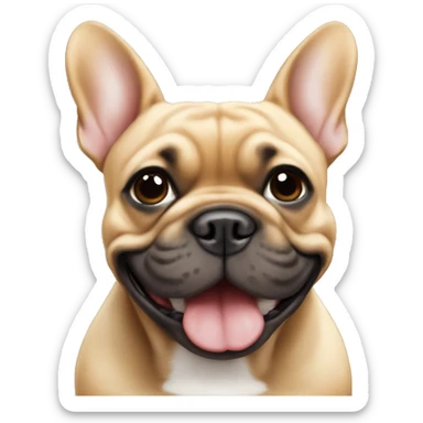 Black and tan (light brown) colored French bulldog smiling sticker