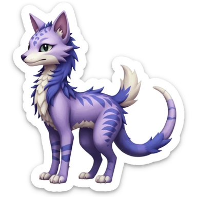 Kawaii dark pastel edgy fantasy feline-vernid-sergal-fursona animal creature with a tufted tail full body with intricate markings  sticker