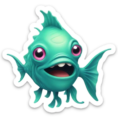 Alien Fish giving a Thumbs Up with a tentacle fin sticker