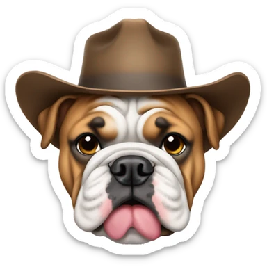 English bulldog wearing cowboy hat sticker
