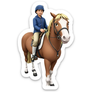 boy horseback riding outdoors sticker