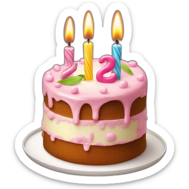 Birthday cake with a candle number 26 sticker