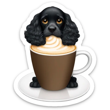 Black cocker spaniel drinking capucino sticker