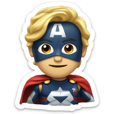 super herói similar ao capitão américa, mas com referência a "desconto", tendo o símbolo dourado com cifrão  sticker