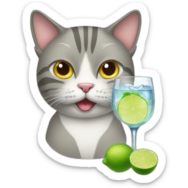 Cat drinking gin tonic sticker