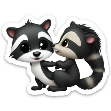 Cute Skunk and cute Raccoon kissing cute sticker