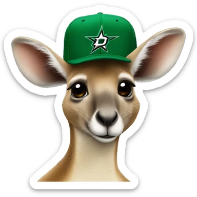 Kangaroo wearing a dallas stars hat sticker