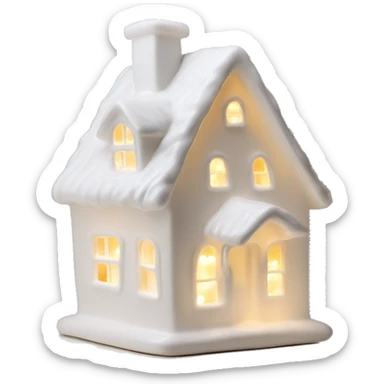 Lit up white porcelain Christmas house simple sticker