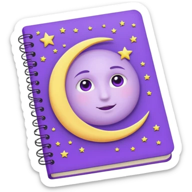 lilac notebook moon sticker