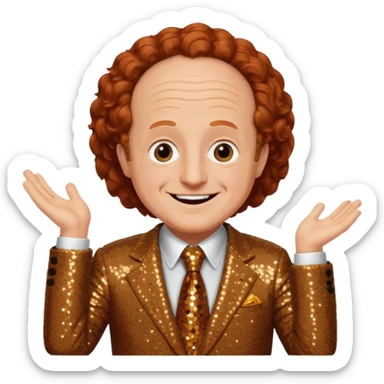 Larry Fine from The Three Stooges with auburn hair, brown sequin suit  sticker