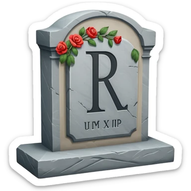 The word R.I.P. on a headstone  sticker
