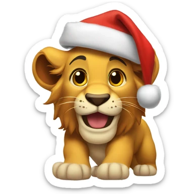 Simba with Santa hat sticker