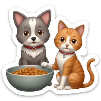 The dog is itching because of fleasThe dog is itching because of fleas, the cat is eating a lot of food from the bowl sticker