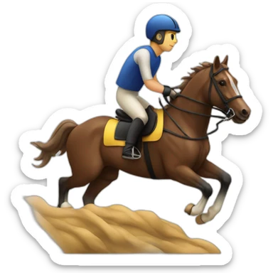 A man riding a horse in an endurance race sticker