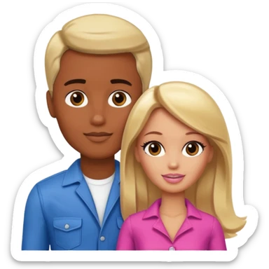 Brown skin blonde hair brown eyed barbie with her boyfriend  sticker