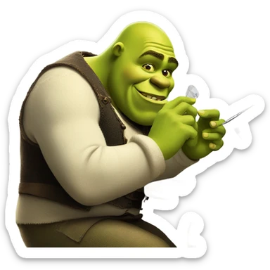 Shrek painting his nails sticker