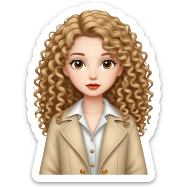 Fashionable girl with stylish outfit and long curly hair sticker