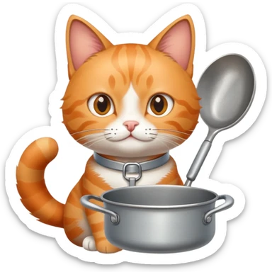 Cat holding a pan sticker