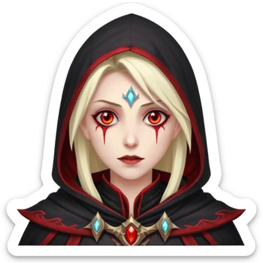 Blood elf deathKight glowing red eyes all clocked in darkness  sticker