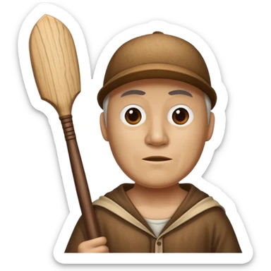 A wooden guy with a wooden bat name tung tung tung sahur sticker