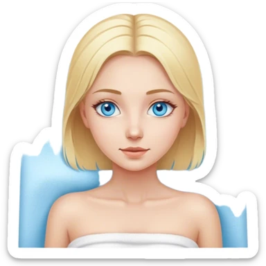 Blonde girl blue eyes spa massage table sticker