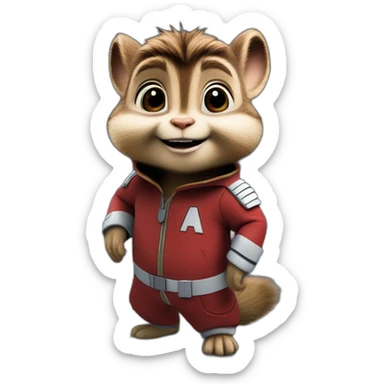 Alvin the chipmunk on an interstellar cruise ship to the Death Star from star wars sticker