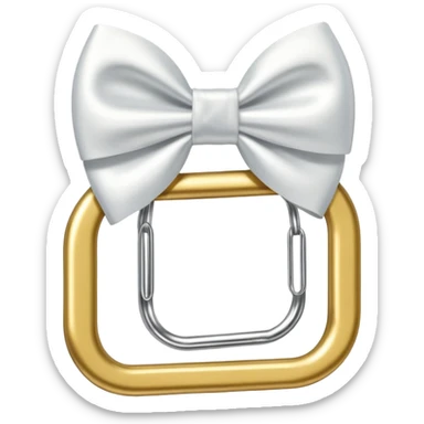 one gold paper clip with one small white bow in the middle sticker