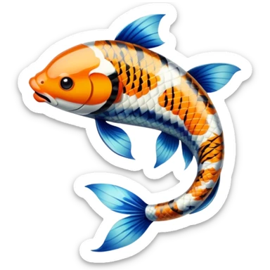 Exotic Tropical Floral Swirl-Patterned Tribal Pretty Asian ornate painted Japanese aesthetic beautiful shiny pretty glossy smooth Koi-Fish with tiger stripes on it sticker