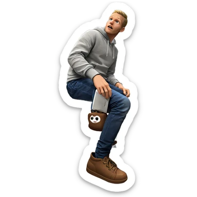 boy sitting indoors at night sticker