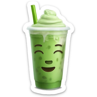 Iced matcha latte to go cup with straw sticker