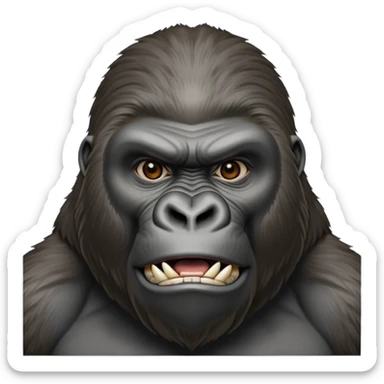 Silverback gorilla, powerful expression, detailed great ape face, realistic primate portrait sticker