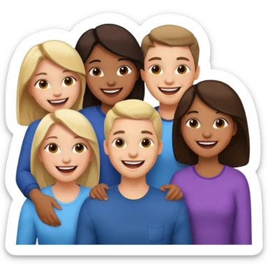 4 inclusive friends (3 girls and 1 man) laughing sticker
