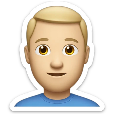 white male with small beard and almost bald  smart casual blue shirt holding papers full profile sticker