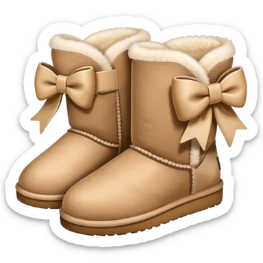 Beige uggs with bow sticker