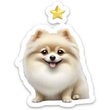 White Pomeranian dog under Christmas tree  sticker